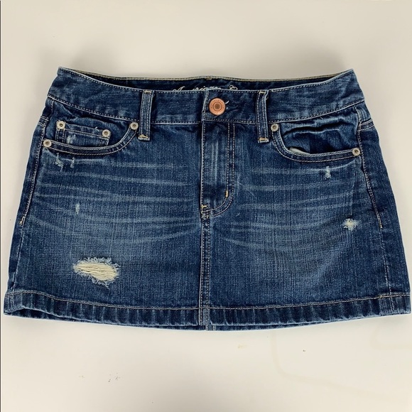 American Eagle Outfitters Dresses & Skirts - American Eagle Distressed Denim Mini Skirt Size 0